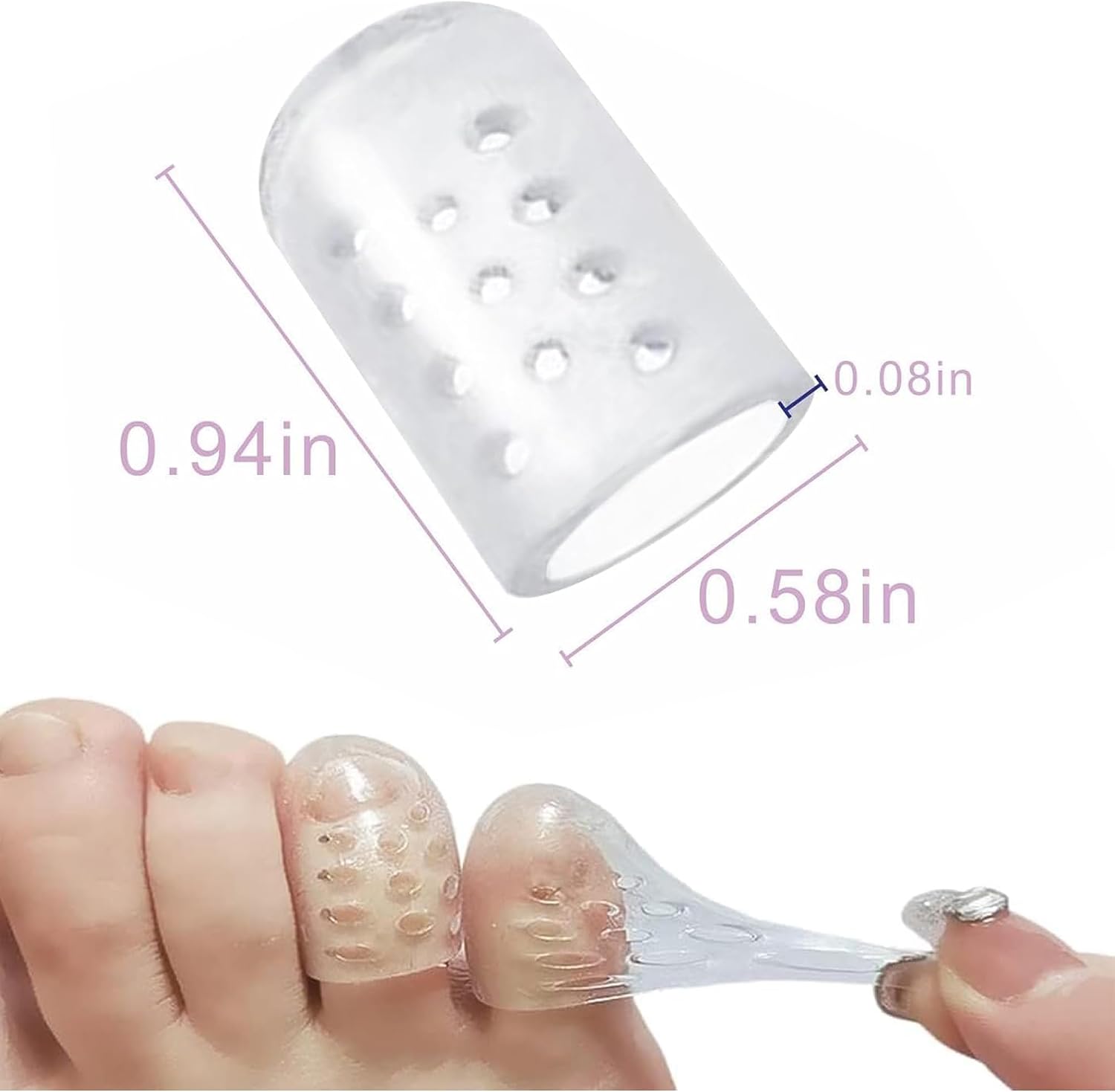 50PCS Silicone Toe Protectors - Silicone Toe Separators for Men Women - Gel Toe Covers Breathable Soft Toe Caps Guards