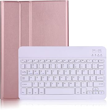 Backlight Keyboard Case for Samsung Galaxy Tab S6 Lite Case 2020/2022,Slim Stand Cover Lightweight Case with Magnetic Detachable Wireless Keyboard for Model SM-P610 / P615 / P613 / P619 Rose Golden