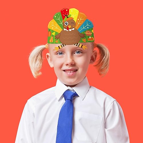 Miniatura 8 de ceiba tree Kit de manualidades de sombrero de pavo para niños, diademas de pavo de Acción de Gracias, coronas de papel, decoración de fiestas,