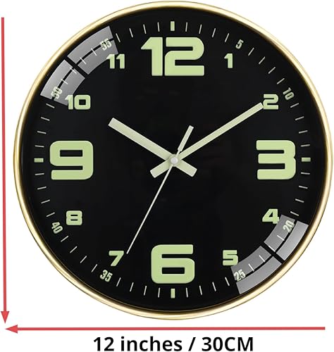 Miniatura 5 de Reloj de pared Reloj de pared de 12 pulgadas Operatednon Tickingglow In Darklarge Font es fácil de leer Visiblemetal Framenot fácilmente