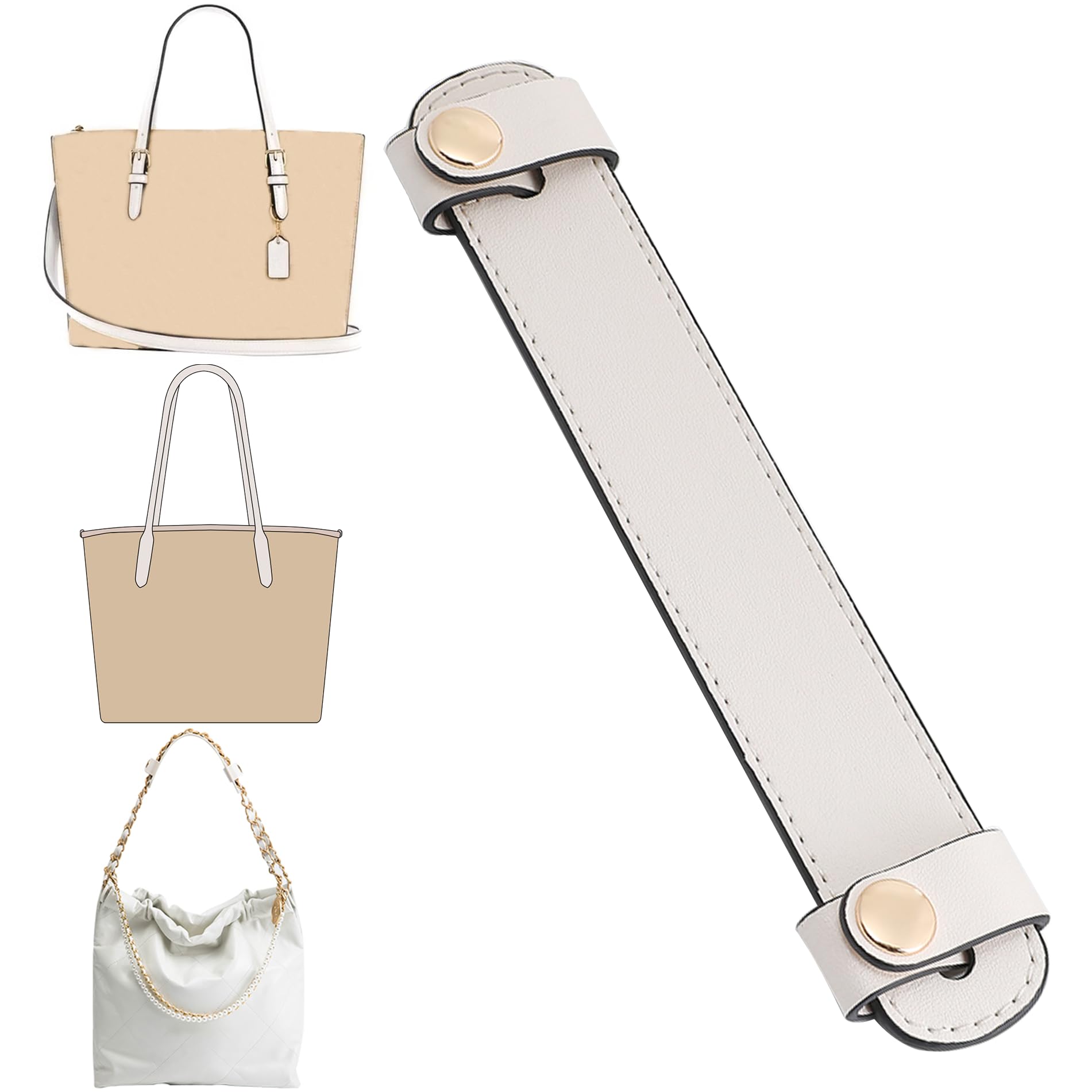 Doxo Upgraded Leather Shoulder Strap Pad for Handbags,Suitable for Lv Neverfull PM MM GM or C.oach City 30 33 Tote Bags And More（7.5"×1.2",Beige）