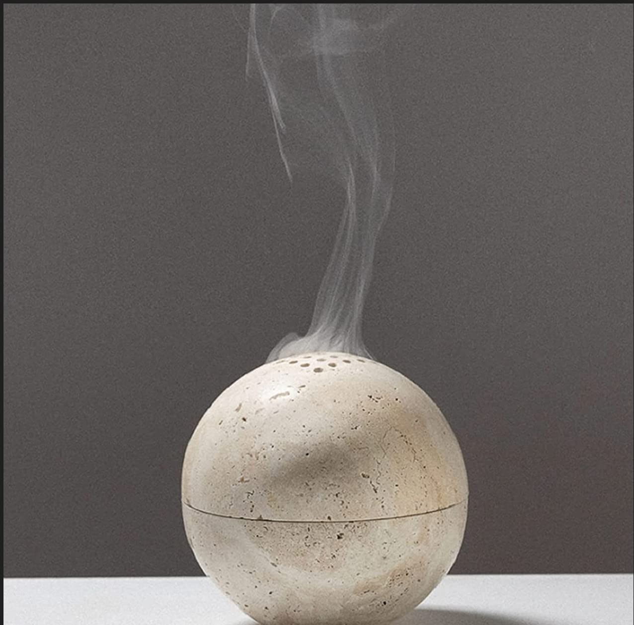 Bruciatore di incenso in travertino naturale, realizzato a mano, per medicinali, yoga, decorazione per la casa, 10,5 cm