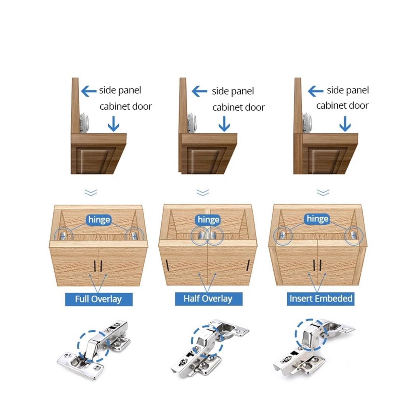 Bisagras de gabinete acero inoxidable 4 piezas, cierre suave, bisagra hidráulica for puerta, amortiguador, herrajes for muebles cocina(Half Overlay x 4)