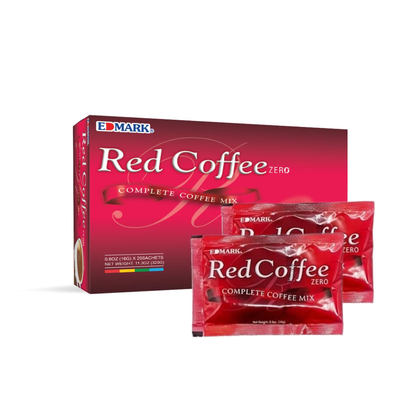 EDMARK Red Coffee - ZERO Sugar | Organic Instant Coffee w/Rose Petal Extract | Aromatic Red Coffee Pods for Daily Energy, Focus, Wellness & Coffee Lovers | 15g x 20 Convenient Sachets