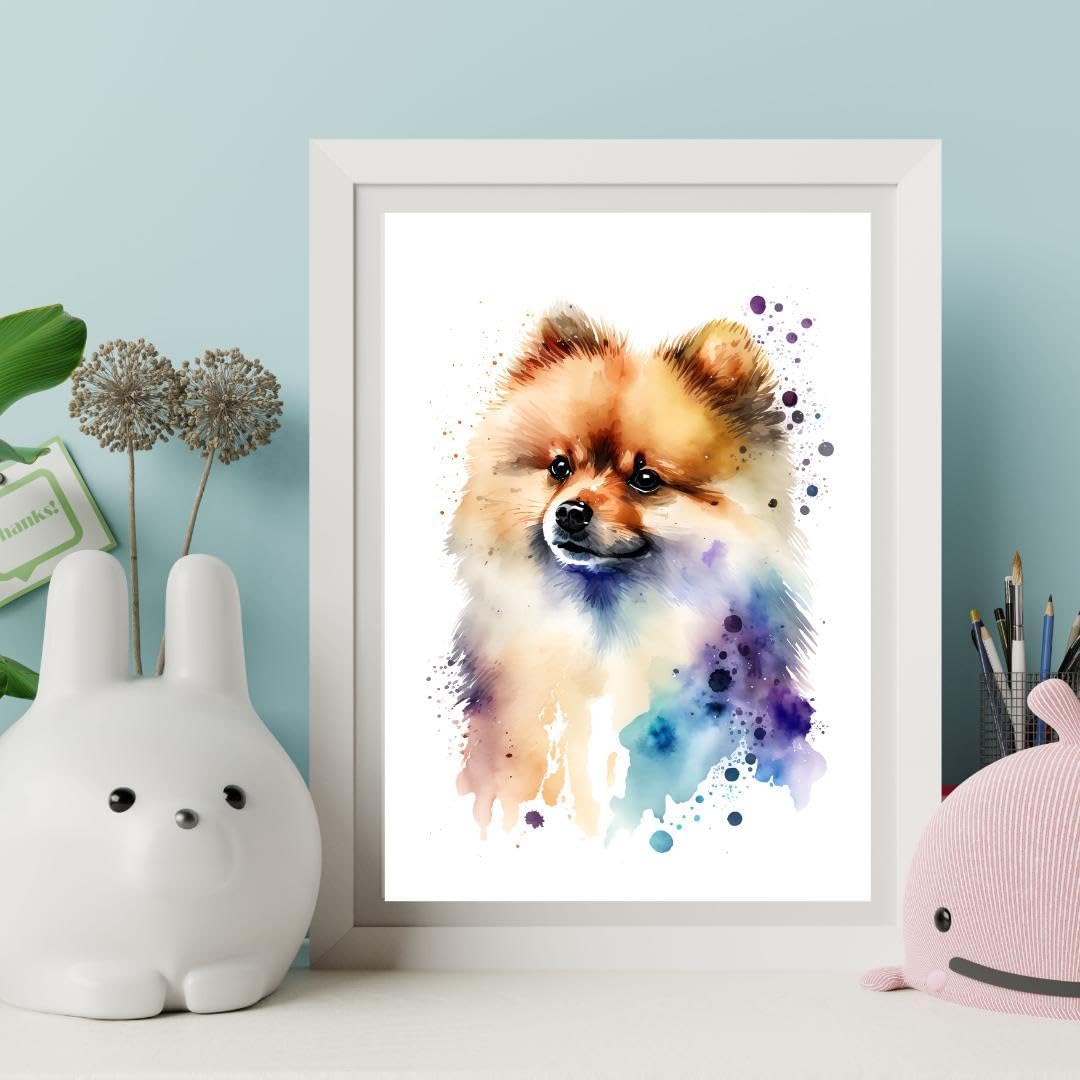 Amazon.co.jp: PET34ポメラニアン 犬アート インテリアポスター 水彩
