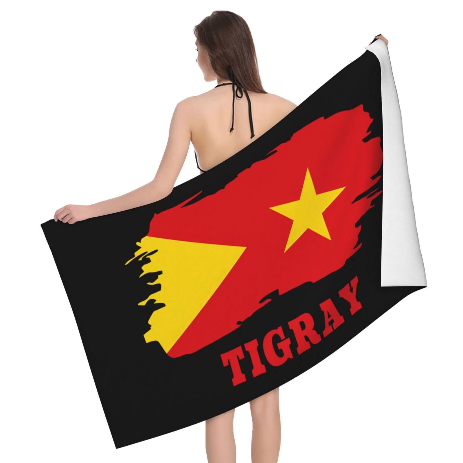 HLBSDM Microfiber Tigray Map Flag Beach Towel Quick Dry Soft Sand Free Beach Towels for Pool Swim Beach Lightweight Thin Towels