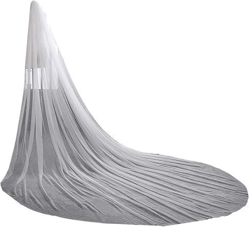 EllieHouse Womens 1 Tier Cathedral Simple Wedding Bridal Veil With Metal Comb HL05
