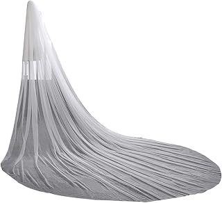 EllieHouse Women's 1 Tier Cathedral Simple Wedding Bridal Veil With Metal Comb HL05