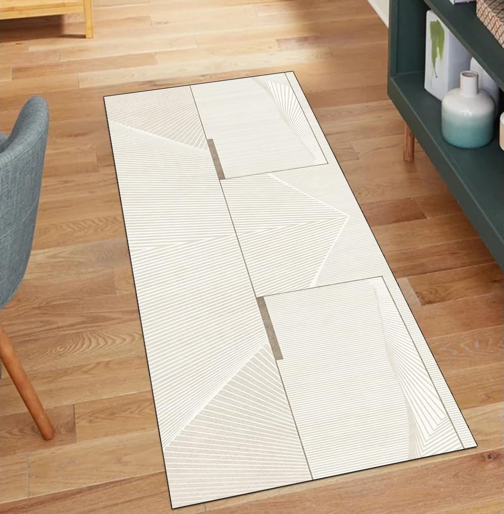 Alfombra antideslizante para pasillo 70 x 280 cm lavable moderna beige