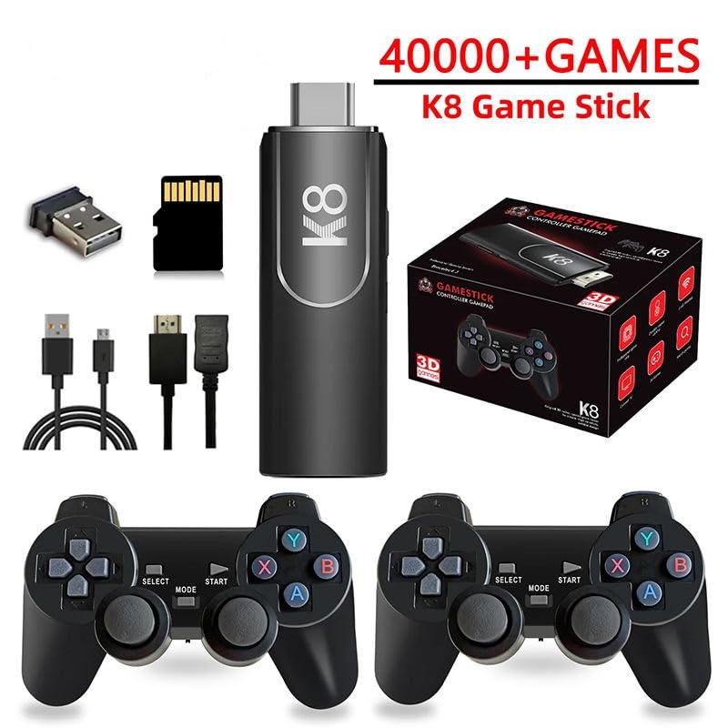 FYURI K8 Plug & Play 4K HDMI TV Gaming Retro Console Game Stick with 40,000+ Classic Games Preloaded Emulator System with 2 Wireless Controllers, Multiplayer Video Game System for Kids & Adults 2