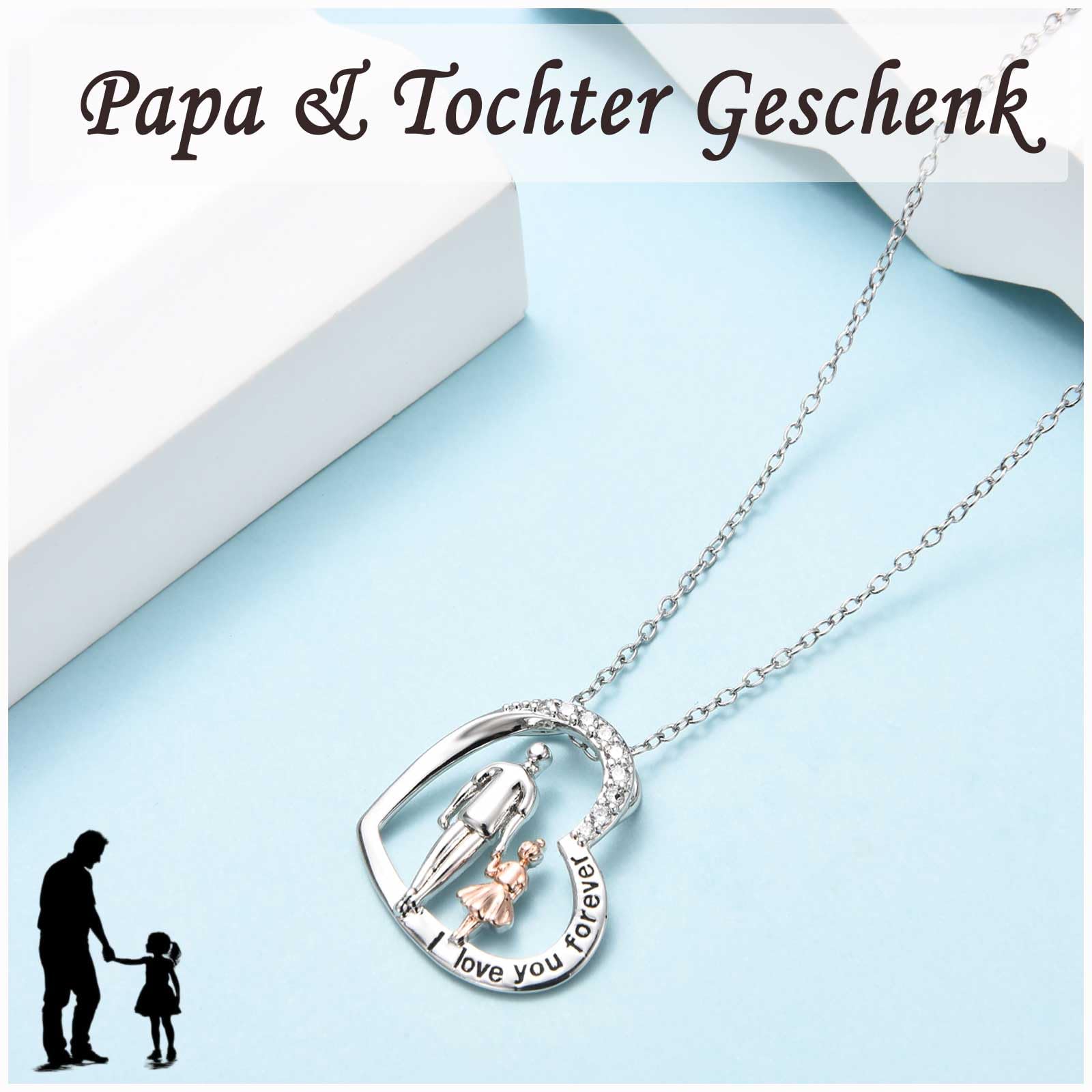 FAOMZQ Regalo per padre figlia, regalo per figlia di papà, papà e figlia con incisione, collana per compleanno, laurea, Natale, comunione, anniversario di matrimonio