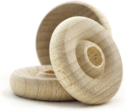 Craftparts Direct 3/4" Mini Wood Wheel 3/16" Hole - 50 Pack Birch Wheels for Dollhouse Furniture & Model Making - Unfinished Wooden Wheels with Sanded Surface