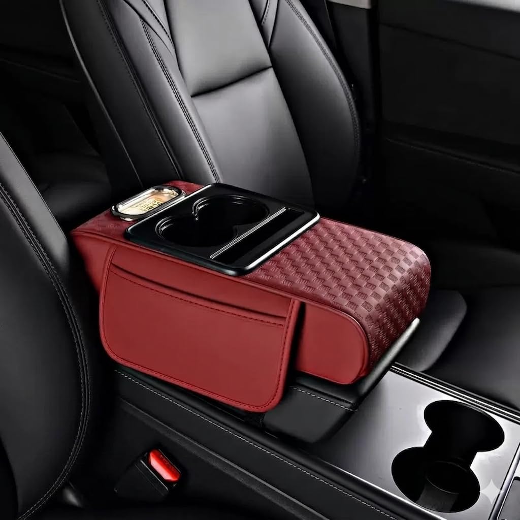 1 Pack Car Center Console Cover Custom Fit for Land Rover Range Rover Velar 2017-2025,Leather Memory Foam Armrest Cushion Protector,Anti-Scratch Durable Armrest Pad,Red