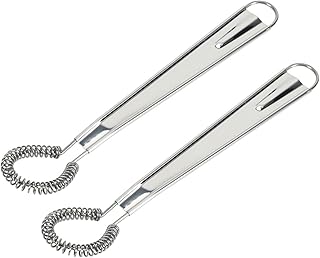 2 Pieces Egg Beater, Stainless Steel Mini Egg Whisk, Spring Coil Whisk, Handheld Milk Frother Foamer Sauce Stirrer Blender Coffee Mixer