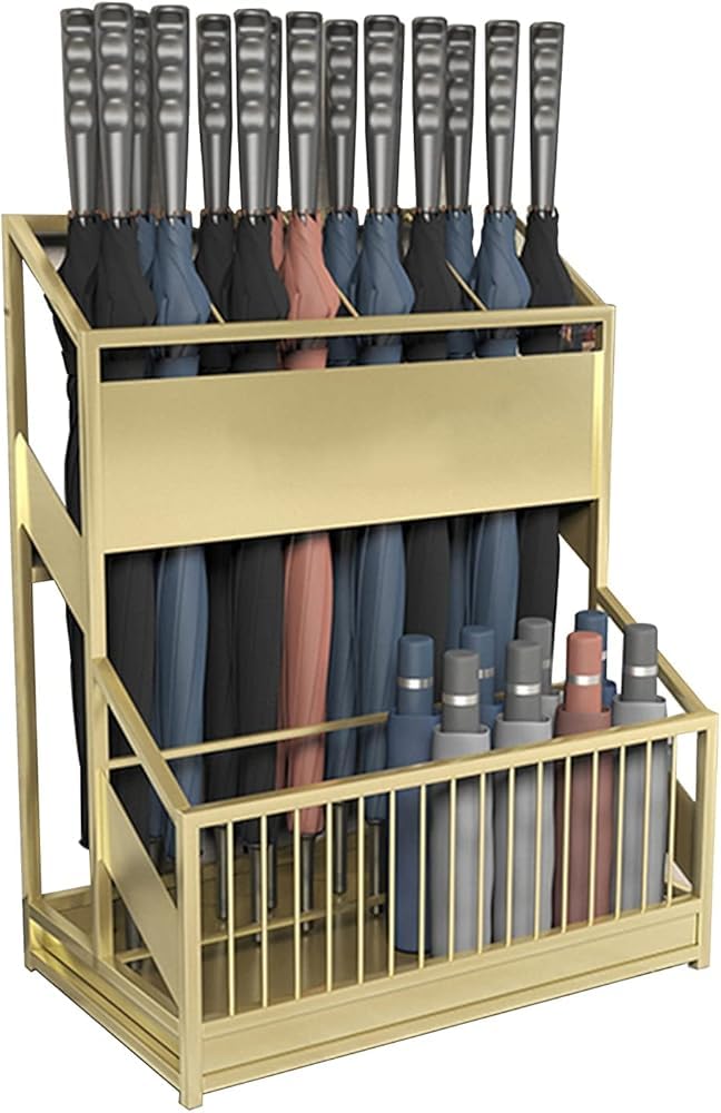 GHHVFEC Large Metal Umbrella Stand with Detachable Drip Tray, Space-Saving Storage Rack for Entrance Hallway Decoration