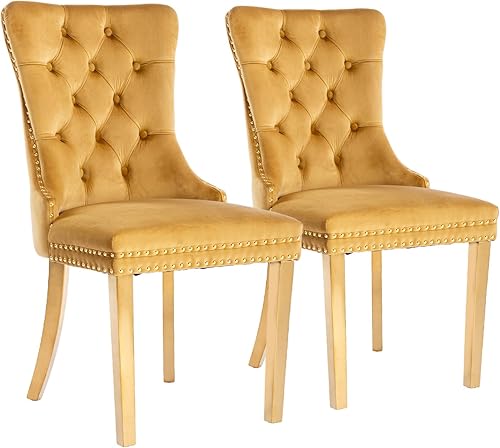 Miniatura 10 de Juego de 6 sillas de comedor de terciopelo gris, modernas sillas de comedor con respaldo copetudo y patas de madera maciza, sillas de comedor Gris