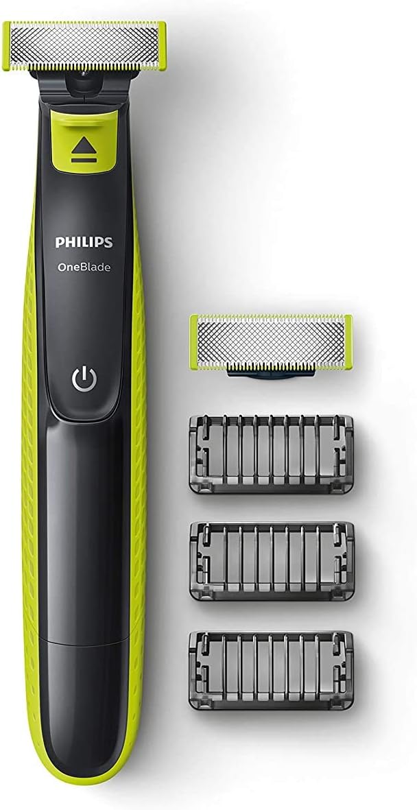 Philips QP2526/10 Cordless OneBlade Hybrid Trimmer and Shaver with 3 Trimming Combs and extra blade (Lime Green)
