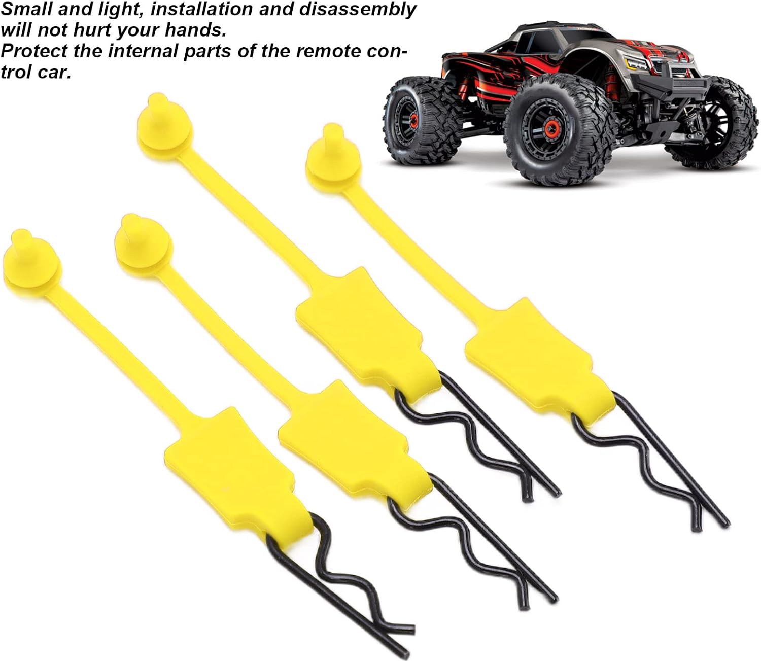 RC Car Body Clips, 4PCS 1/10 Scale Shell Bolt Pins Model Car Body Fasteners for RC Enthusiasts Off-Road Racing and Hobby Building(Yellow)