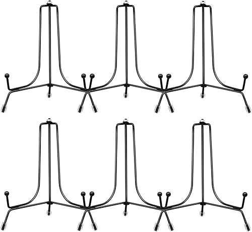 Miniatura 1 de Paquete de 6 soportes de exhibición de platos mejorados, soportes antideslizantes de hierro de 6 pulgadas, soportes de exhibición de libros,