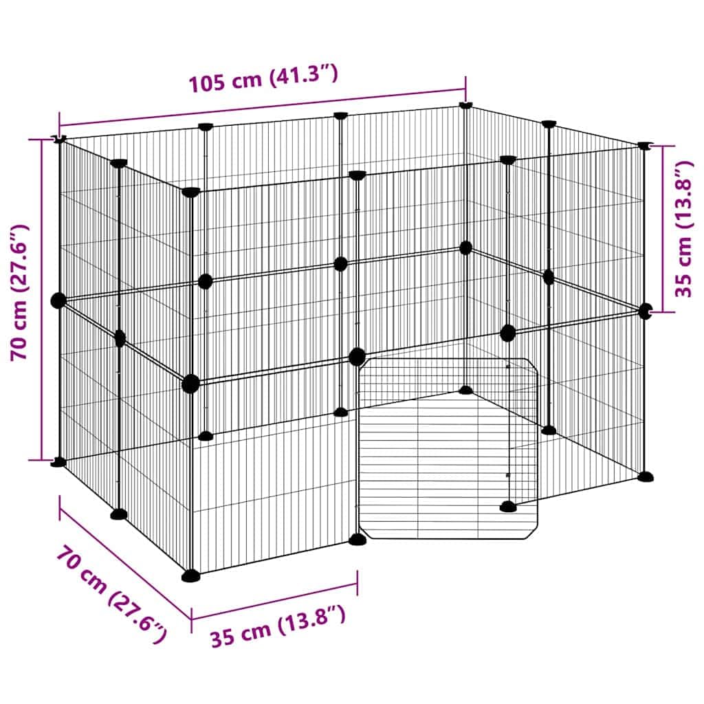 20-TLG. Haustierkäfig mit Tür Schwarz 35x35 cm Stahl,Tier- & Haustierbedarf,Haustierbedarf,Kleintierzubehör,Lebensräume & Gehege für Kleintiere,Schwarz,5.74 kg-3114043