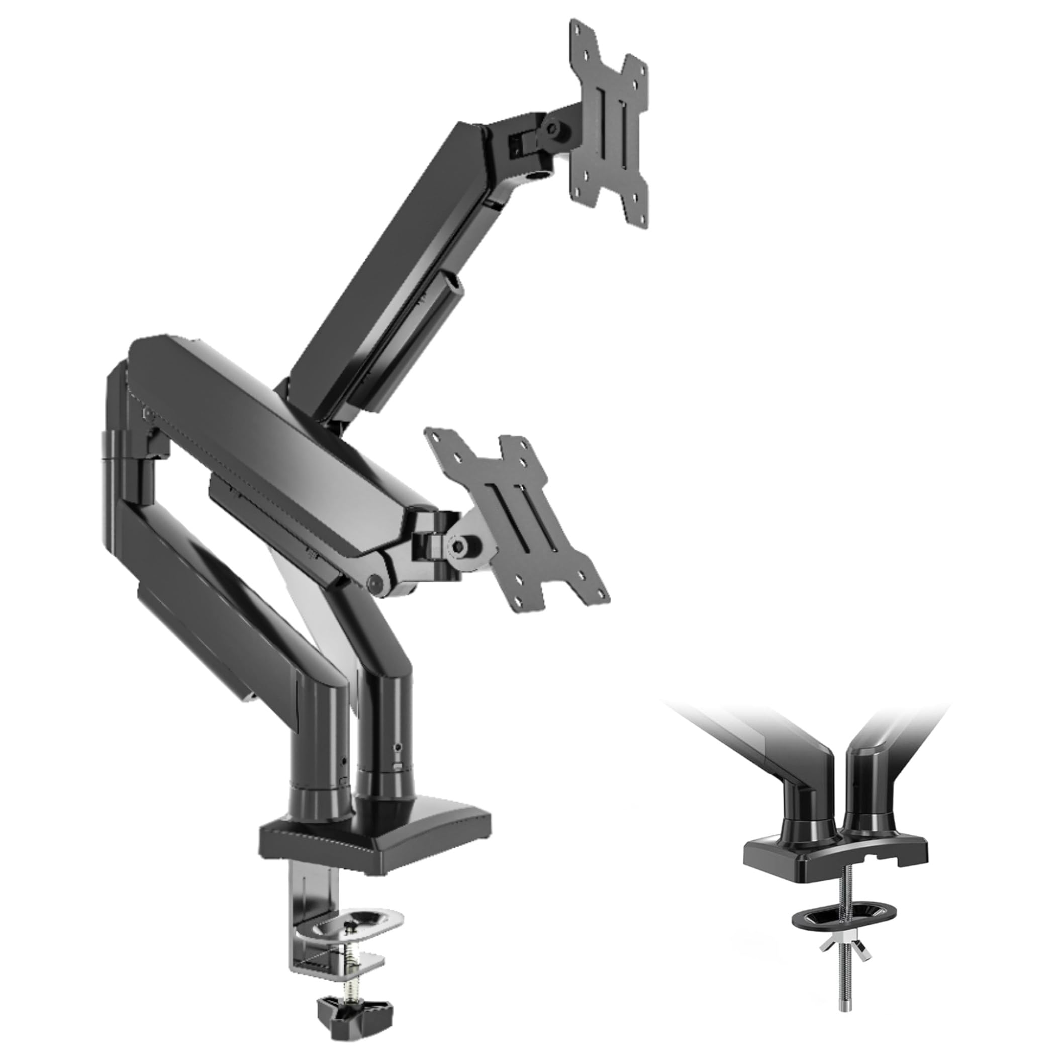 Meridiana Doppio Supporto Monitor Schermi da 10 a 32 Pollici | scrivania gaming, monitor pc, VESA 75 \ 100, Braccio monitor doppio fino12kg, Girevole e Regolabile in Altezza e inclinazione