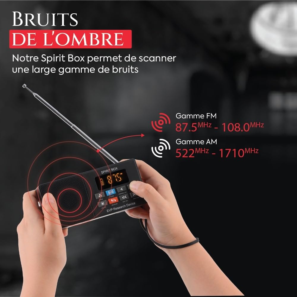 Équipement pour Spirit Box Chasse aux fantômes - Kit de Chasse aux fantômes EVP avec Une Carte Micro SD de 32 GB et Lampe de Poche intégrée