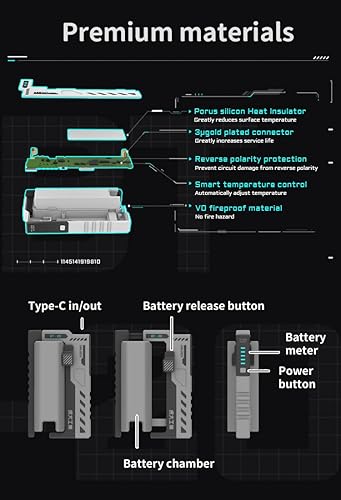 Miniatura 9 de Banco de energía portátil, batería recargable 21700 5000mAh, salida tipo C de 20 W, baterías desmontables, (plateado), BT20W