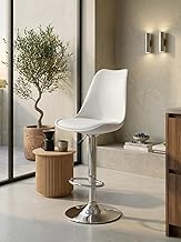 RW Rapid Bar Stool Chair with Adjustable Height|Comfortable Padded Seat & Footrest Chair|Modern Counter & Kitchen Seating for Home/Bar/Cafe| Durable Metal Stool Chair| (White, Set of 1)