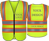 Vista 11 de BeautyWill Chaleco de seguridad con logotipo personalizado, Hi Vis Clase 2, chaleco reflectante de construcción unisex con 5 bolsillos