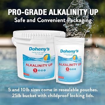 Doheny's Alkalinity Up | Raise Your Swimming Pool Alkalinity Level | 100% Pro-Grade Sodium Bicarbonate | Proper Alkalinity Levels Help Protect Your Equipment and Prevent Skin & Eye Irritation | 50 LB
