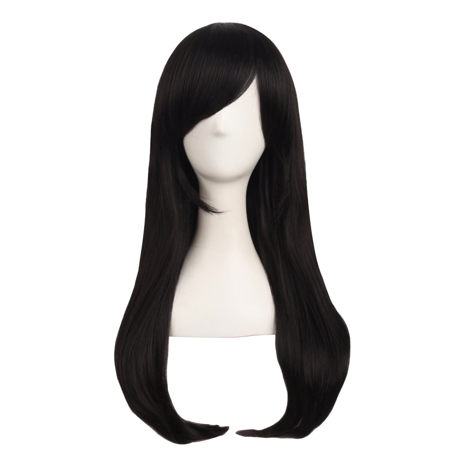 Brownish Black: Mapofbeauty 24 Inch/60Cm Side Bangs Stylish Long Great Wavy Curly Cosplay Party Wig(Brownish Black)