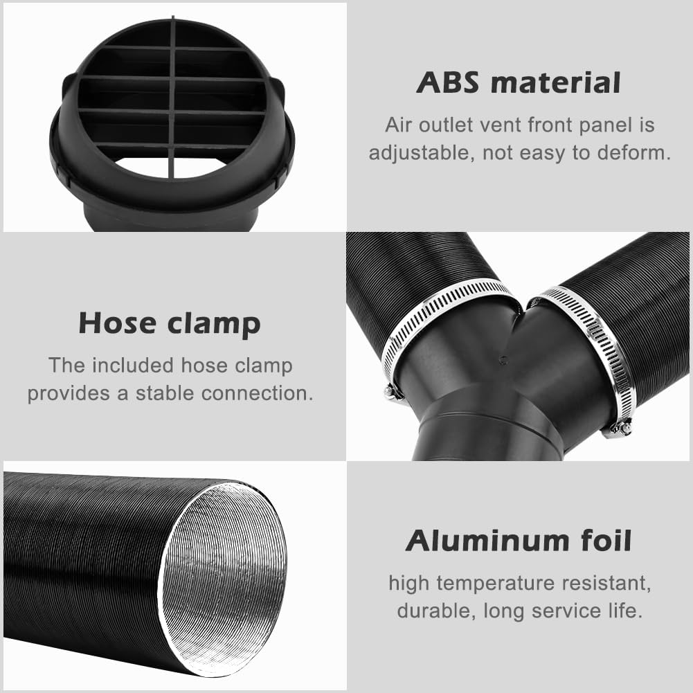 JIANWEI Diesels Heater Exhaust Pipe Set, 75mm/3inch Car Parking Heater Air Vent Extender Accessories, Y/T Branch Connector and Hose Clips Fit For Webasto 2KW 5KW 8KW Heaters(Y type)