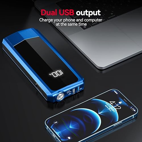 Miniatura 4 de Andeman Arrancador de pico de 2000 A con cargador portátil de 20000 mAh, herramienta de emergencia multifuncional 6 en 1, características de