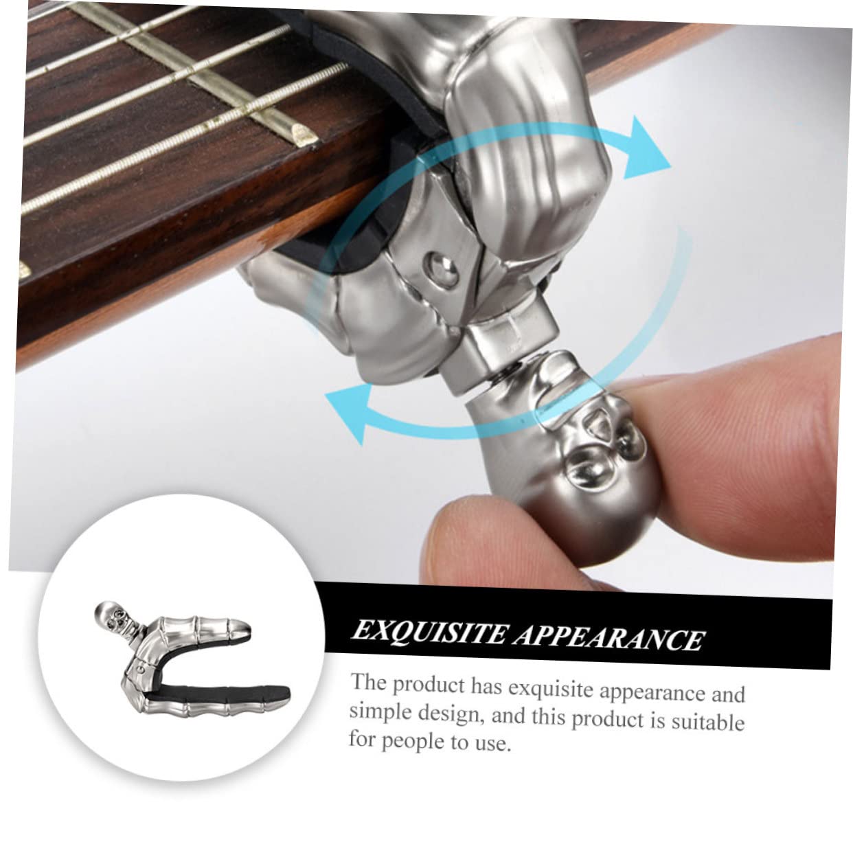 Toyvian Kapodaster gitarowy, kapodaster do gitary elektrycznej, tuner basowy, do gitary, stroik ukulele, ukulele, głowa, guzik, klucz strojenia, przycisk basowy, stop