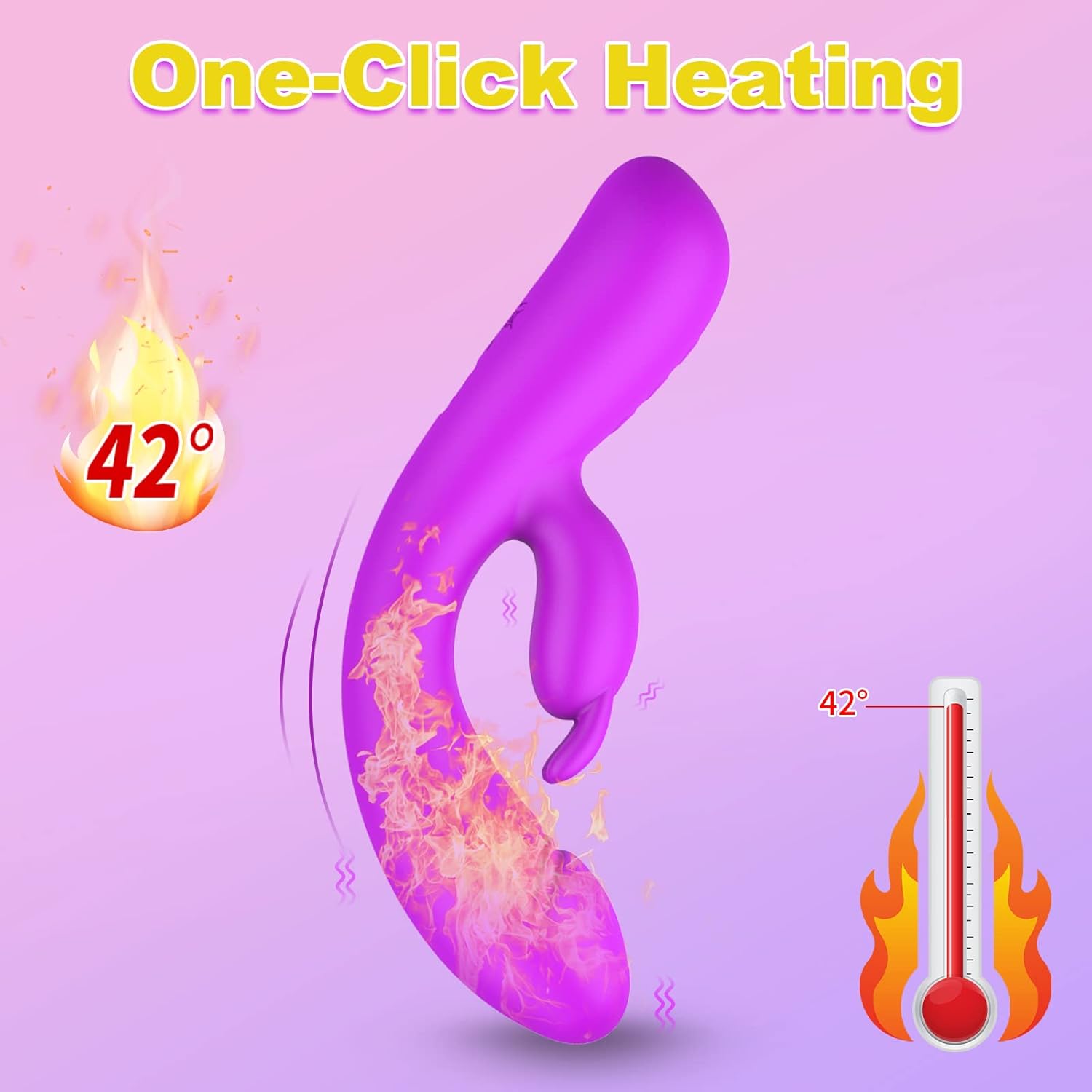 Rabbit Vibrator Sex Toys for Women 3 in 1 G Spot Rose Vibrator Dildo with 20 Vibrations Modes&One-Click Heating, Citoralis Stimulator for Women Powerful Dual Motors