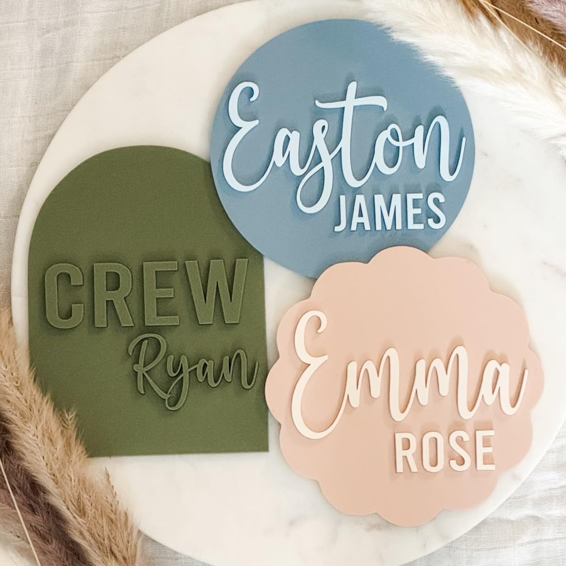 Acrylic Baby Name Announcement Sign - Custom Engraved 3D Baby Name Plaque - Birth Announcement Keepsake - Modern Newborn Photo Prop - Hospital Name Sign - Personalized Newborn Gift