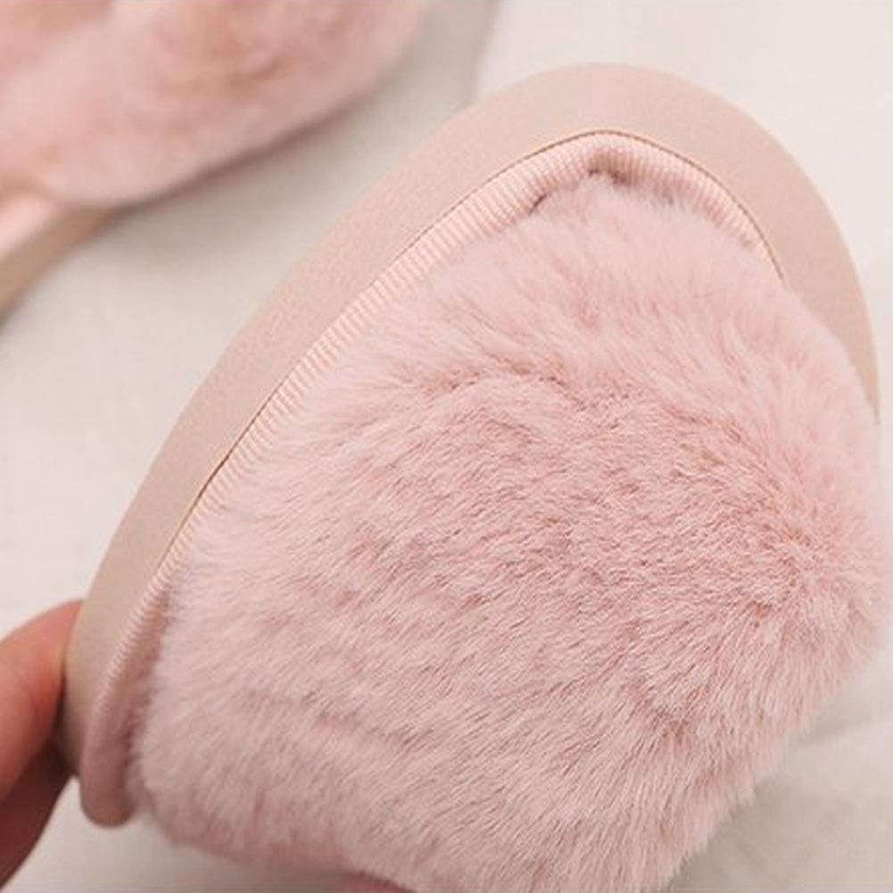 HUMIWA Womens Faux Fur Slippers Warm Fussy Flip Flop House Slippers Open Toe Home Slippers for Girls Men 6.5-7 Women/5.5-6 Men Pink image 8 of 8 B07GCC484Y