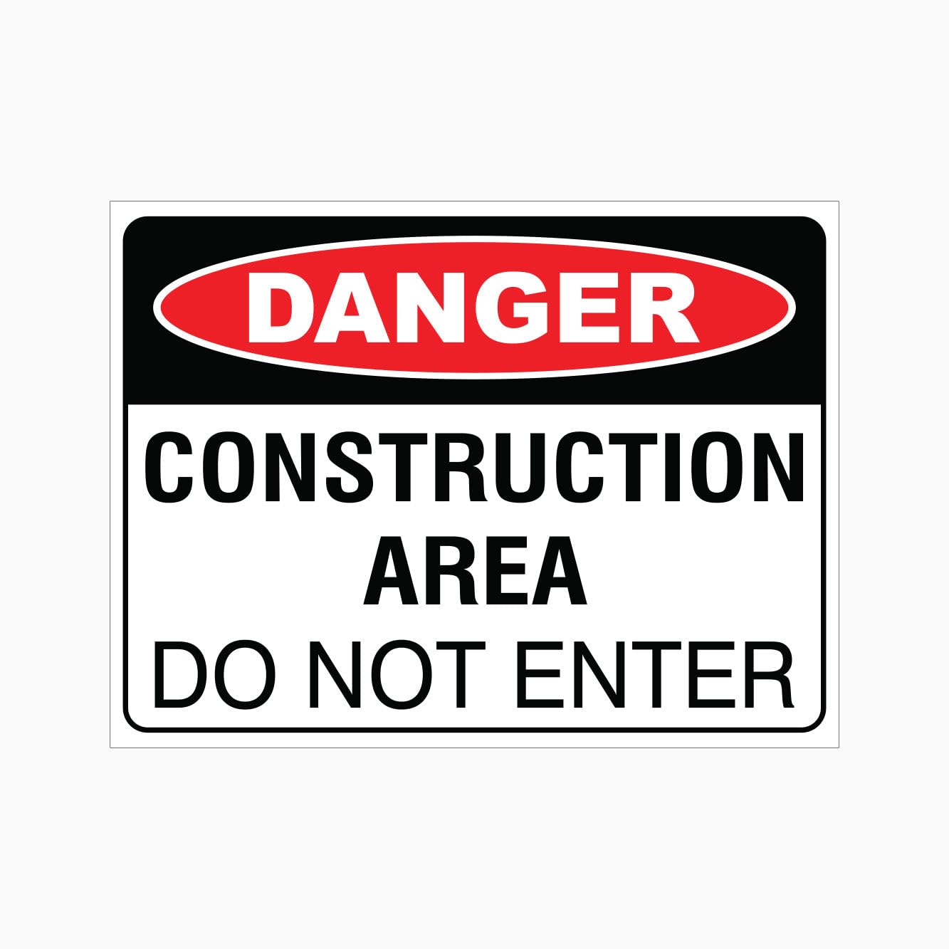 DANGER CONSTRUCTION AREA - DO NOT ENTER Sign, 12x8 Metal Tin Sign, Construction area, no entry.