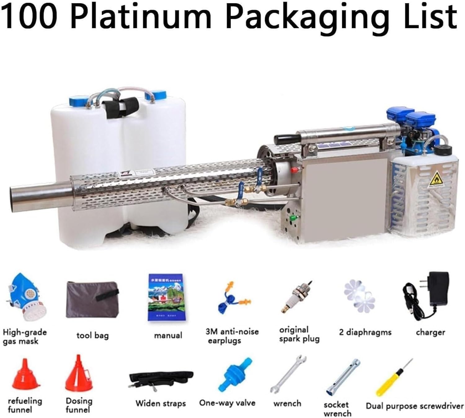 Disinfection Sprayer 15L Thermal Fogging Machine,Pulse Jet Thermal Fogger,Sprayer 360 Spray in All Directions,Thermal Fogger,for Public Disinfection(100)