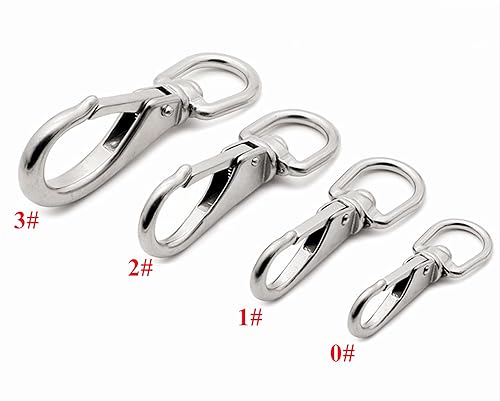 Miniatura 5 de 24 ganchos de resorte fijo multiusos, accesorios de montaje resistente, acero inoxidable 316 plateado (4, longitud 3.937 in (3#))