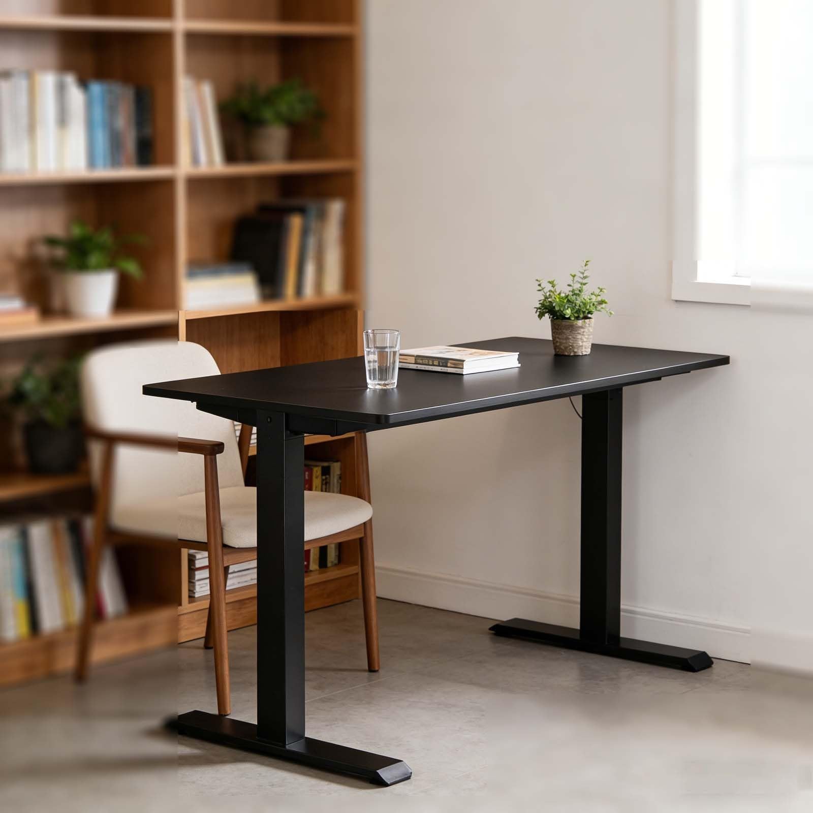 Electric Height Adjustable Desk 48 x 24 Standing Desk Ergonomic Sit-Stand Table Modern Home Office Furniture White Black