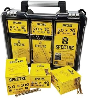 Spectre Advanced Multi-purpose Woodscrews | Assorted Kit | Zinc Yellow Passivated | 900pc