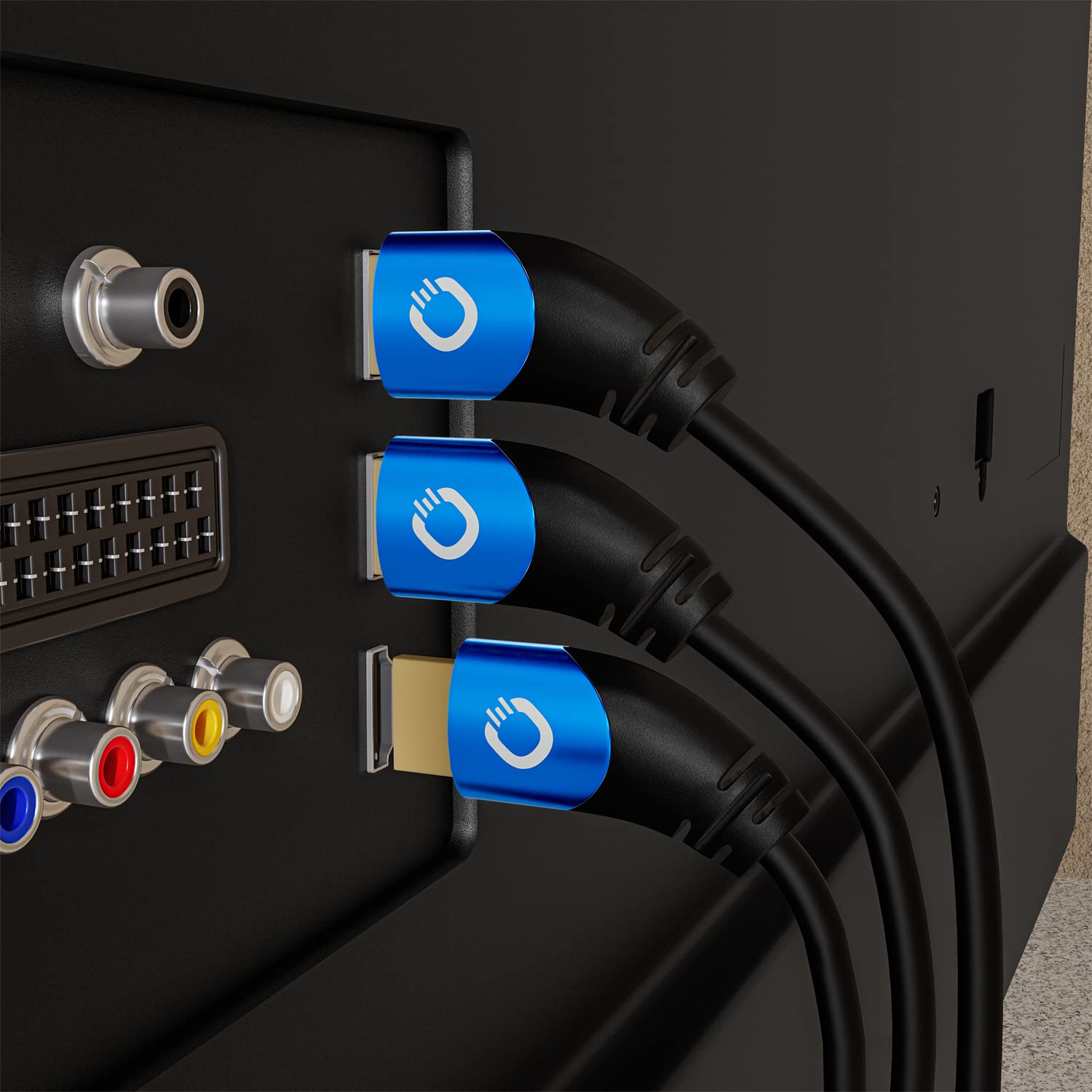Oehlbach Shape Magic 40-8K Câble HDMI 2.1 ultra haute vitesse – Certifié 48 Gbps (fiche coudée à 40 °, triple blindage OFC en cuivre monté), noir, 3 m