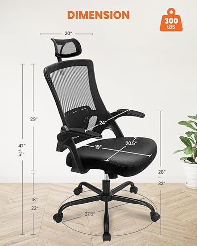 Miniatura 2 de NEO Chair Silla de oficina con respaldo alto, silla de malla, cómodo asiento de computadora para juegos con reposacabezas ergonómico ajustable,
