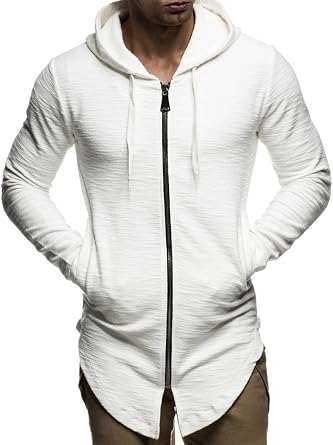 Leif Nelson Men's Oversized Hooded Long Jacket | Modern Stylish Longsleeve Full Zip Hoodie Sweatshirt