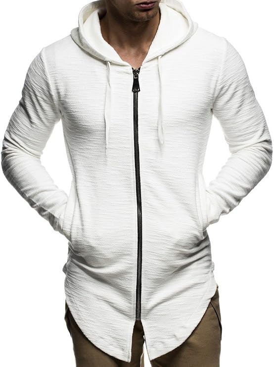 Leif Nelson Men's Oversized Hooded Long Jacket | Modern Stylish Longsleeve Full Zip Hoodie Sweatshirt