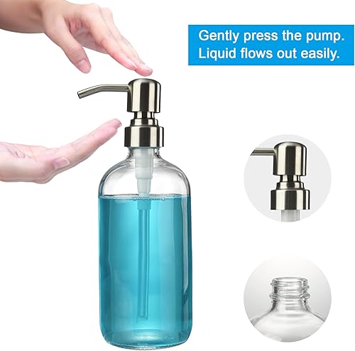 Miniatura 4 de AmazerBath Juego de 2 dispensadores de jabón de vidrio y 2 jaboneras de bambú