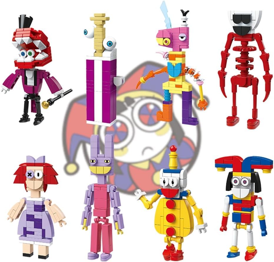 Digital Circus Building Blocks Set - Jaxx, Pomni, Circus Caine & King Action Model - Cute Cartoon TV Character Models, Miniature Models, Fan Collectibles, Ideal for Ages 8+ - Birthday Gift