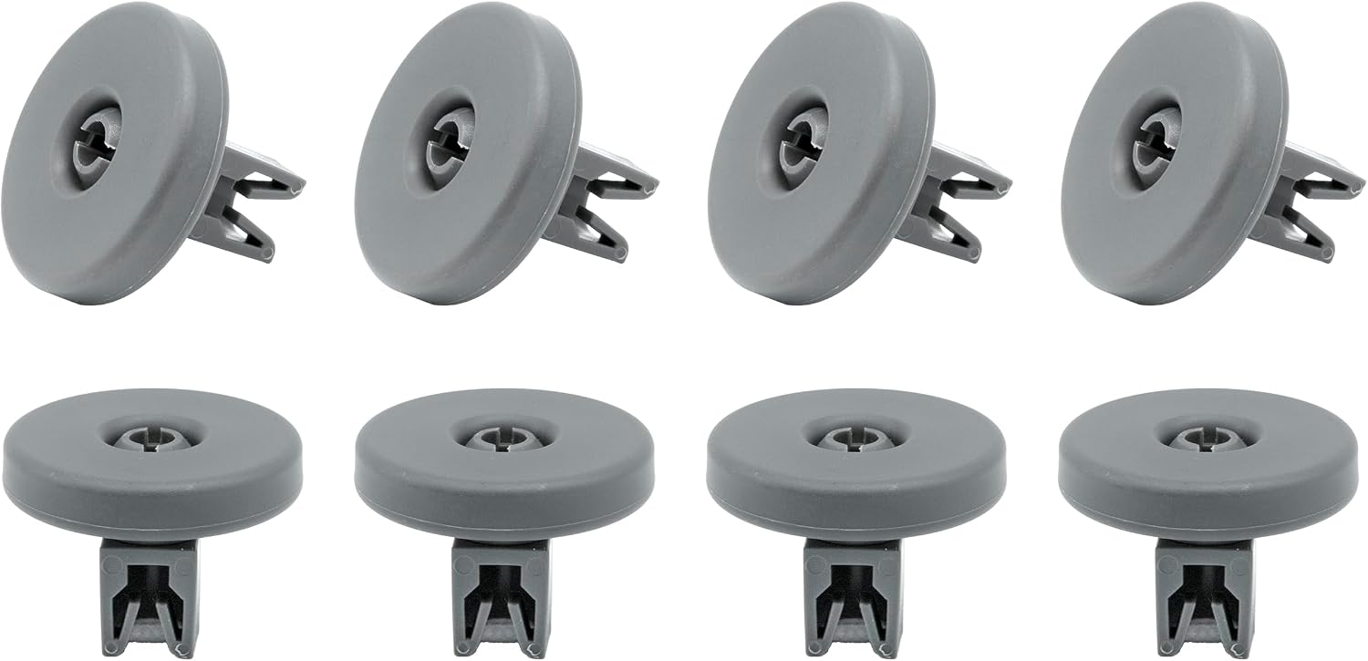 Dishwasher Lower Basket Wheels, 8-Pack, Gray, Compatible with Electrolux, AEG, Zanussi, IKEA, and more, Part Number 50286965004