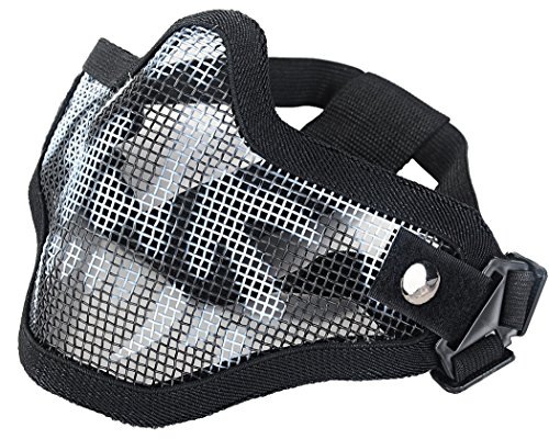 Coxeer Mesh Gesicht Schädel Maske Airsoft Halbmaske Ausrüstung Stahl Airsoft Masken (Black and White)